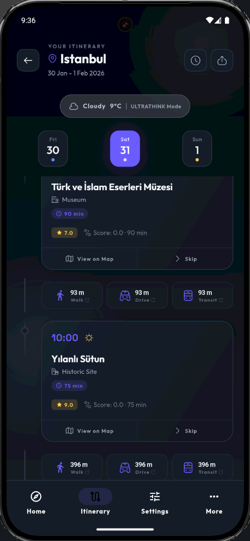 Rota Sayfası - Koyu Tema